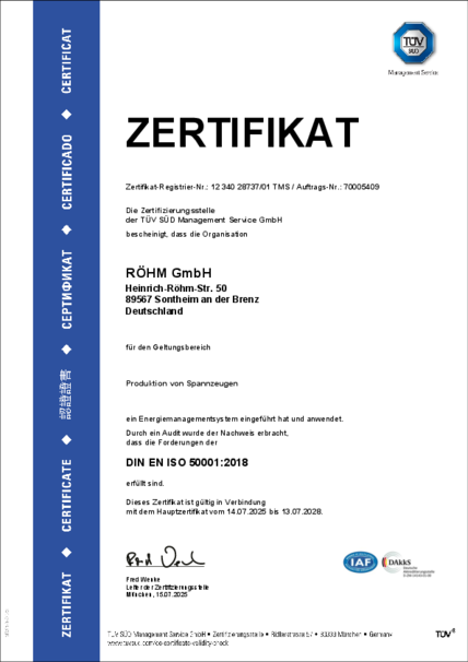 ISO 50001:2018 DE/EN Röhm GmbH