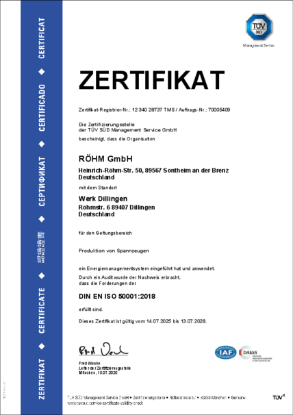 ISO 50001:2018 DE/EN Röhm GmbH, Standort Dillingen
