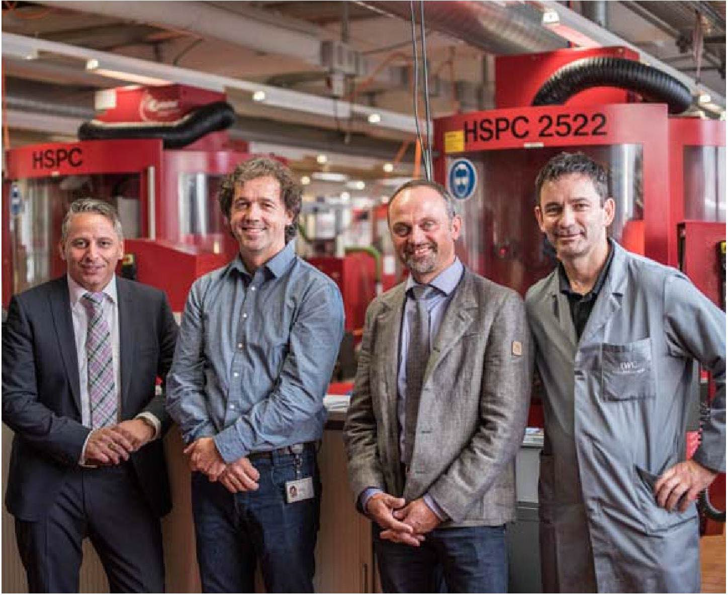 (from left) Damiano Casafina Röhm CH, Christian Indlekofer IWC, Stephan Zeller Kern Mikrotechnik, Heiko Zimmermann IWC.